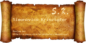 Simonovics Krisztofer névjegykártya